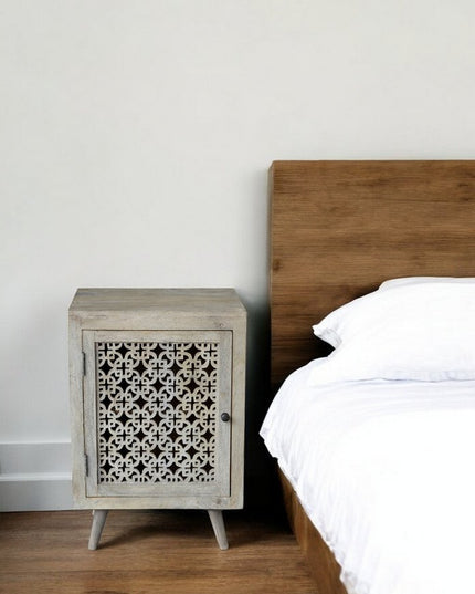 30" Gray Solid Wood Nightstand