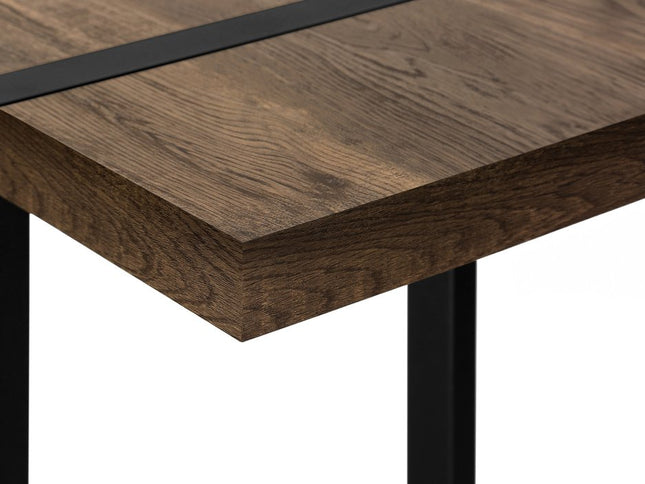 47" Brown and Black Wood and Metal Distressed Sled Console Table With Shelf