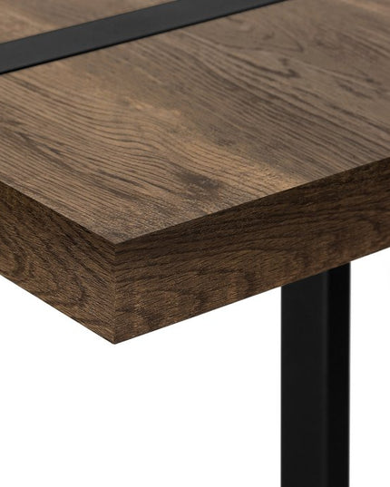 47" Brown and Black Wood and Metal Distressed Sled Console Table With Shelf