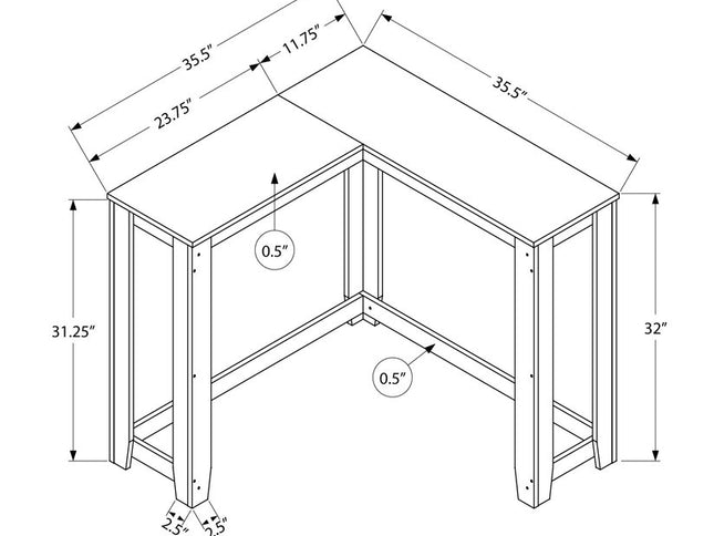 36" Espresso Wood Distressed Frame Console Table