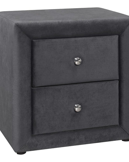 21" Dark Gray Wood Two Drawer Nightstand