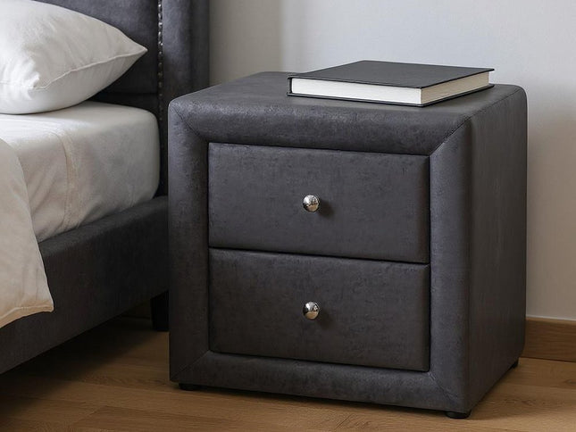 21" Dark Gray Wood Two Drawer Nightstand