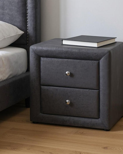 21" Dark Gray Wood Two Drawer Nightstand