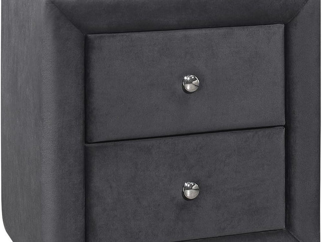 21" Dark Gray Wood Two Drawer Nightstand