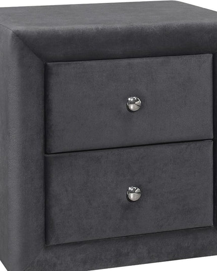 21" Dark Gray Wood Two Drawer Nightstand