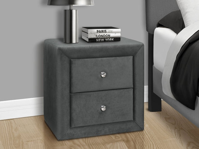 21" Dark Gray Wood Two Drawer Nightstand