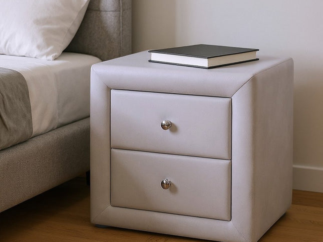 21" Light Gray Wood Two Drawer Nightstand