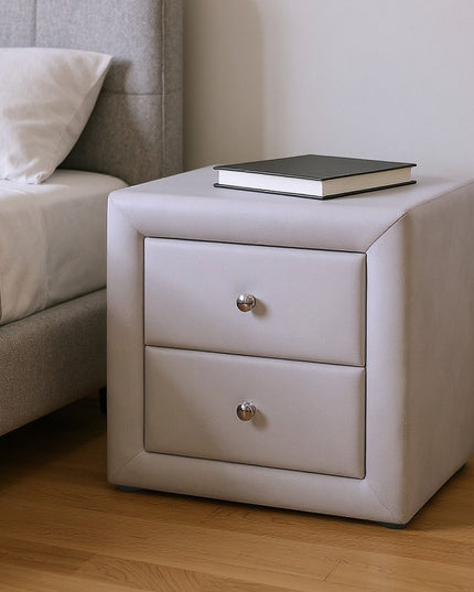 21" Light Gray Wood Two Drawer Nightstand