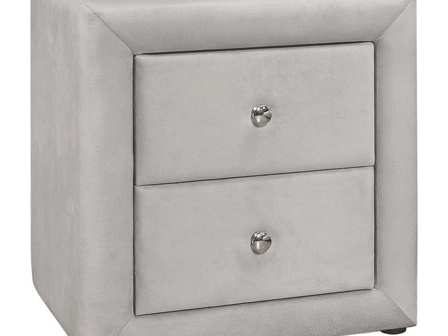 21" Light Gray Wood Two Drawer Nightstand
