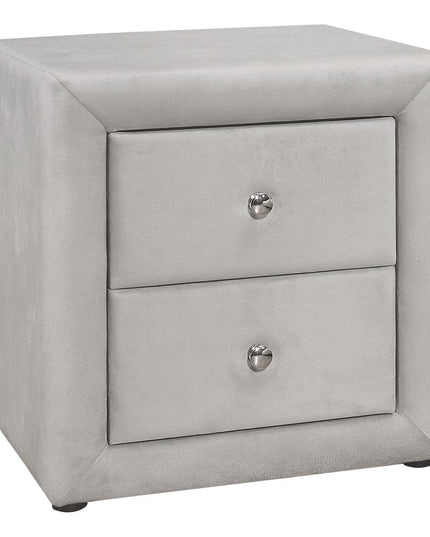 21" Light Gray Wood Two Drawer Nightstand
