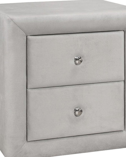 21" Light Gray Wood Two Drawer Nightstand