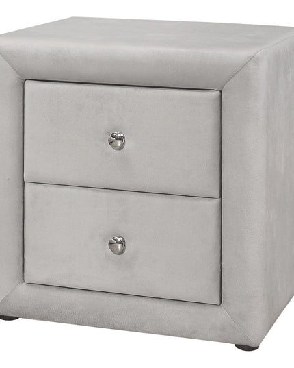 21" Light Gray Wood Two Drawer Nightstand