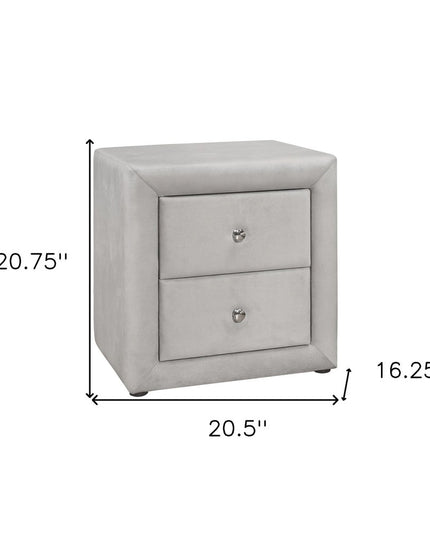 21" Light Gray Wood Two Drawer Nightstand