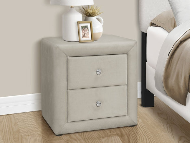21" Light Gray Wood Two Drawer Nightstand