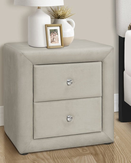 21" Light Gray Wood Two Drawer Nightstand