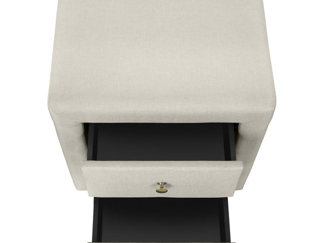 21" Beige Wood Two Drawer Nightstand