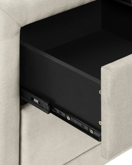 21" Beige Wood Two Drawer Nightstand