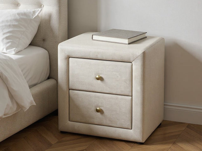 21" Beige Wood Two Drawer Nightstand