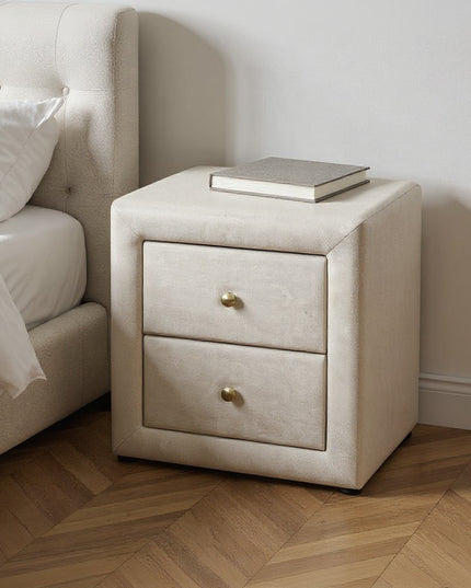 21" Beige Wood Two Drawer Nightstand