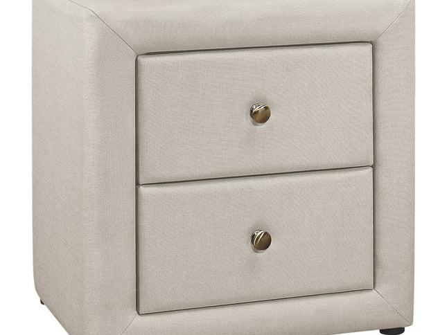 21" Beige Wood Two Drawer Nightstand