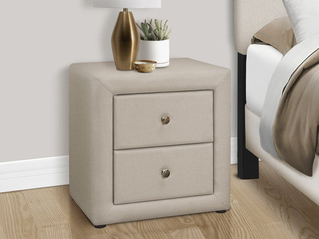 21" Beige Wood Two Drawer Nightstand