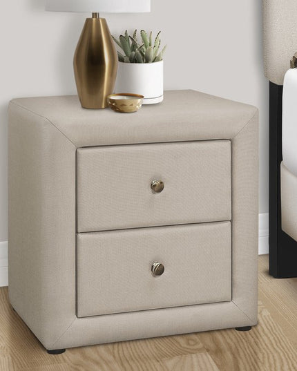 21" Beige Wood Two Drawer Nightstand