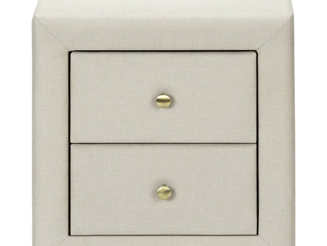 21" Beige Wood Two Drawer Nightstand