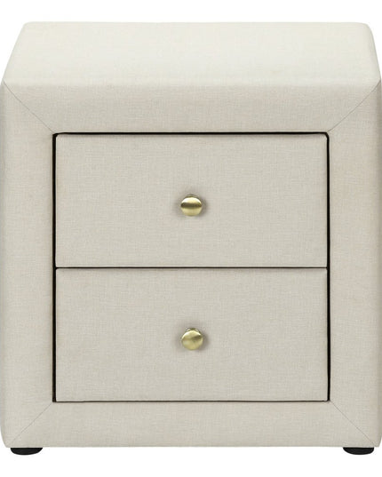 21" Beige Wood Two Drawer Nightstand
