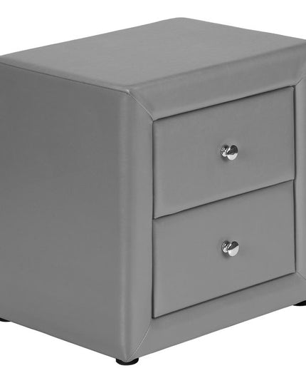 21" Gray Wood Two Drawer Nightstand