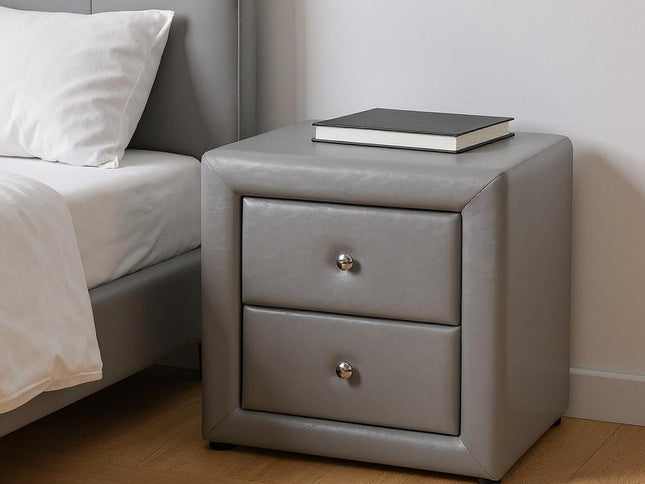 21" Gray Wood Two Drawer Nightstand