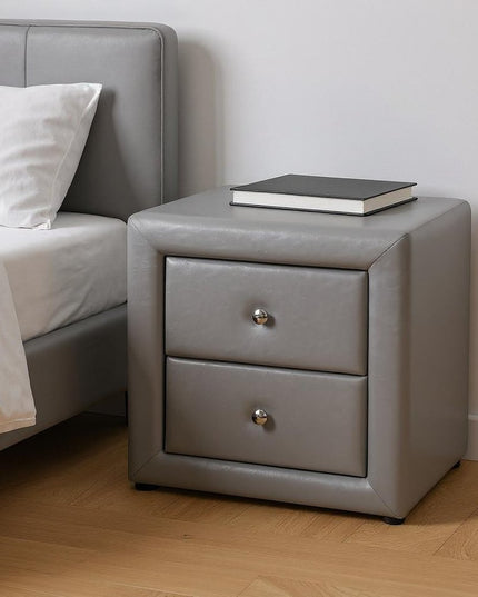 21" Gray Wood Two Drawer Nightstand