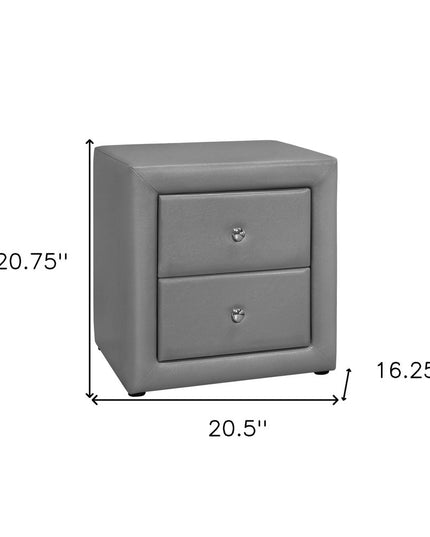 21" Gray Wood Two Drawer Nightstand