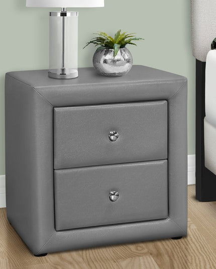 21" Gray Wood Two Drawer Nightstand