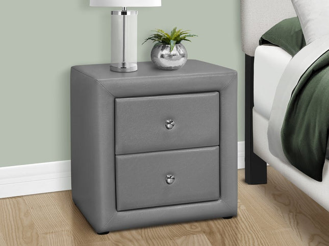 21" Gray Wood Two Drawer Nightstand