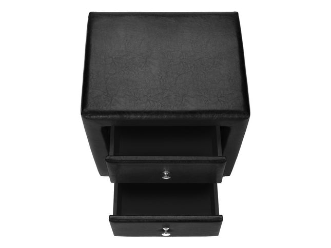 21" Black Wood Two Drawer Nightstand