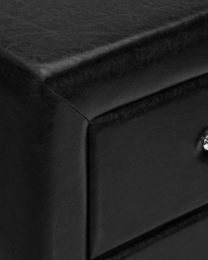 21" Black Wood Two Drawer Nightstand