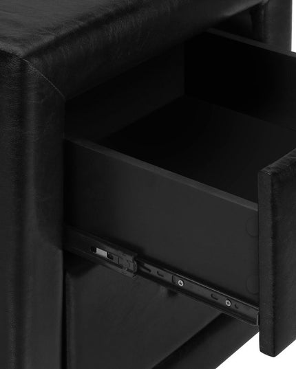 21" Black Wood Two Drawer Nightstand