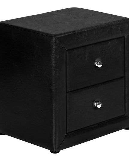21" Black Wood Two Drawer Nightstand