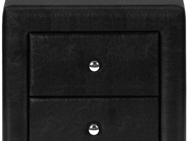 21" Black Wood Two Drawer Nightstand