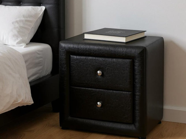 21" Black Wood Two Drawer Nightstand