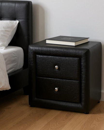 21" Black Wood Two Drawer Nightstand