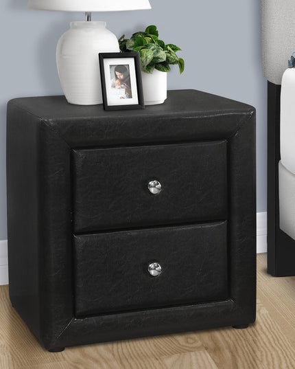 21" Black Wood Two Drawer Nightstand