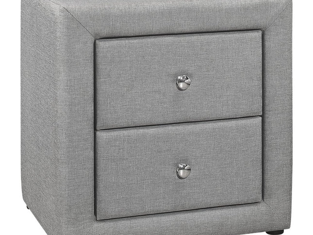 21" Gray Wood Two Drawer Nightstand