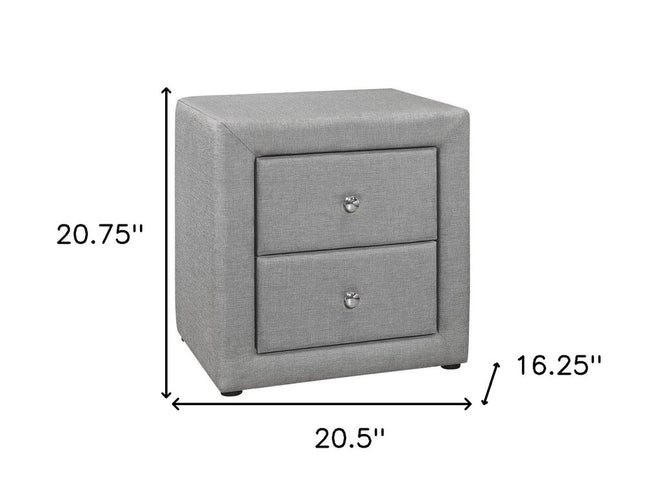 21" Gray Wood Two Drawer Nightstand