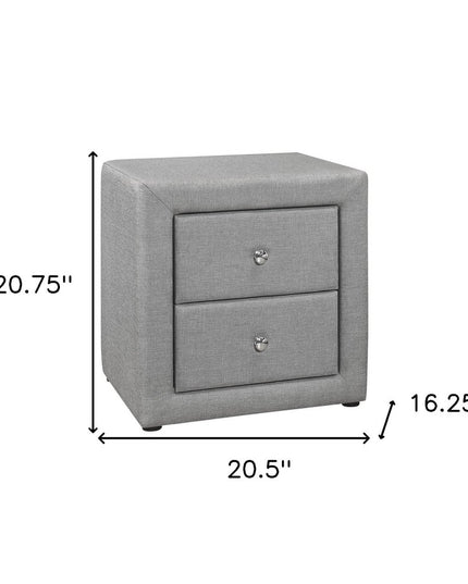 21" Gray Wood Two Drawer Nightstand