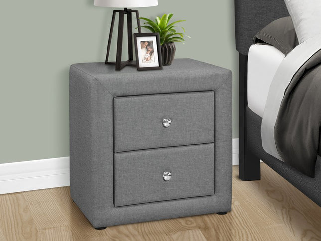 21" Gray Wood Two Drawer Nightstand