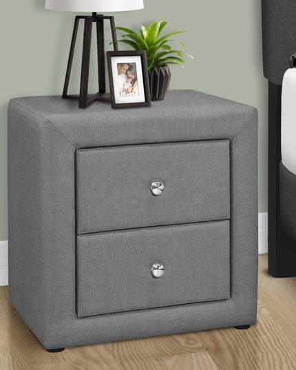 21" Gray Wood Two Drawer Nightstand