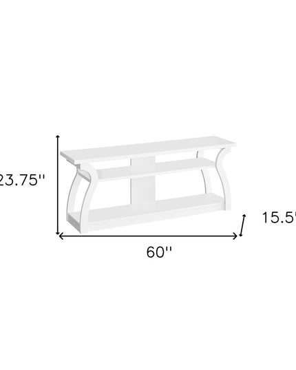 60" White Wood Open Shelving TV Stand