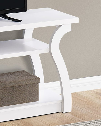 60" White Wood Open Shelving TV Stand