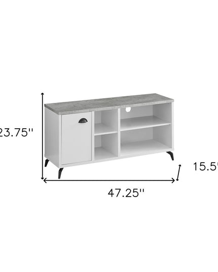 47" Gray And White Wood Enclosed and Open Storage TV Stand